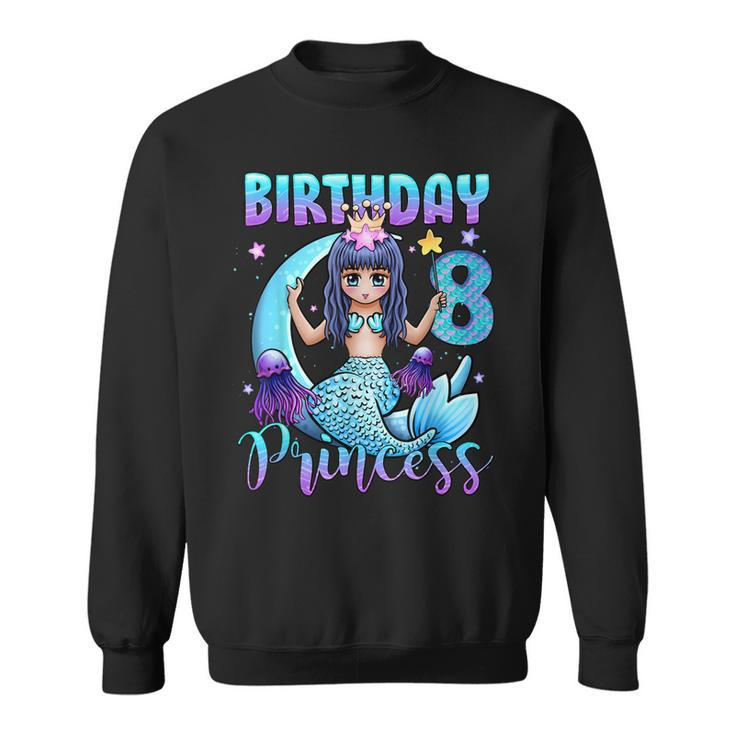 Mermaid Birthday Girl 8 Years Old Mermaid 8Th Birthday Girls Sweatshirt