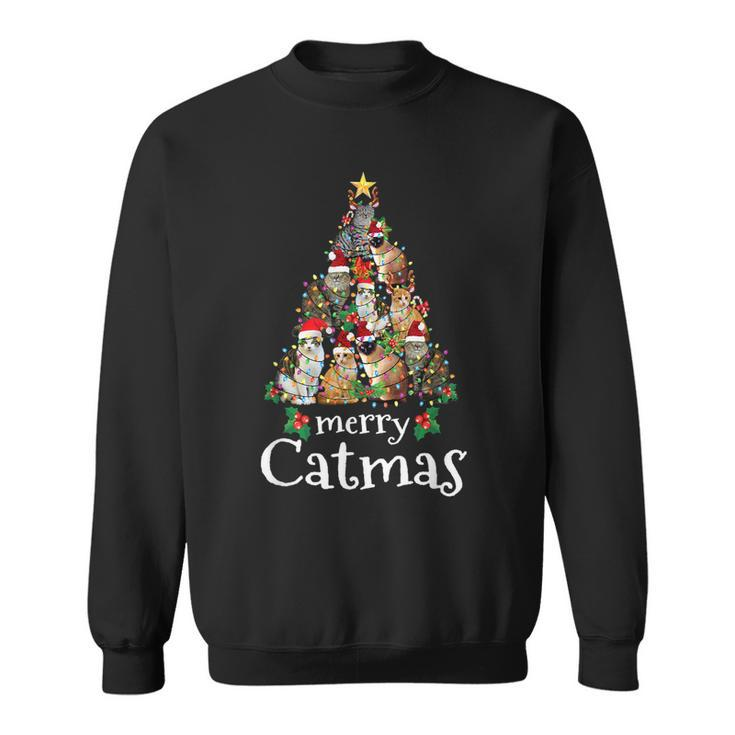 Merry Catmas Funny Cat Mom Cat Dad Christmas Cat  Men Women Sweatshirt Graphic Print Unisex