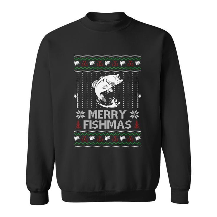Merry Fishmas Funny Xmas Gift For Dad Fishing Ugly Christmas Cute Gift Sweatshirt