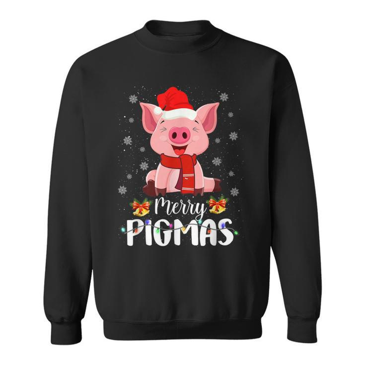 Merry Pigmas Pig Christmas Santa Hat Funny Xmas Light Farmer  Men Women Sweatshirt Graphic Print Unisex