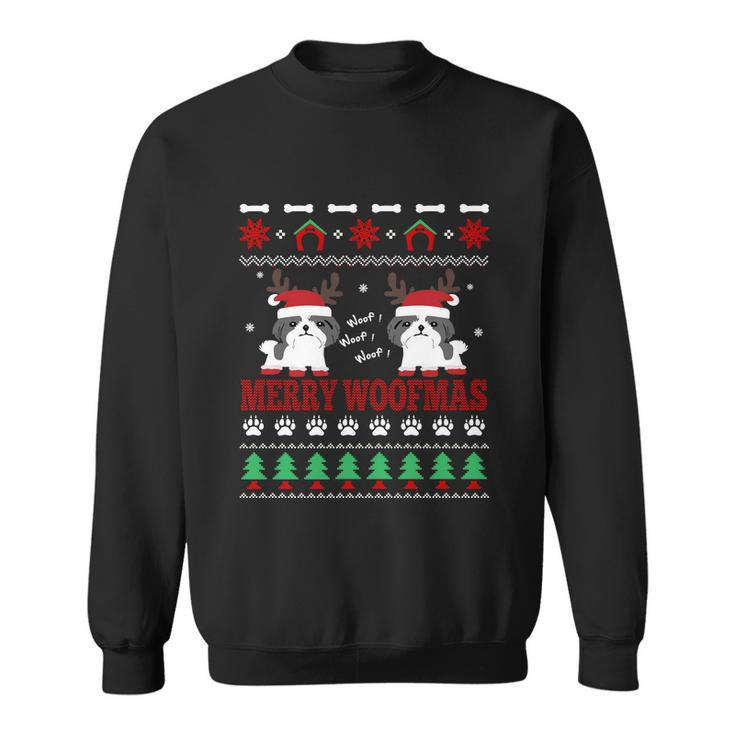 Merry Woofmas Dog Shih Tzu Ugly Christmas Cool Gift Sweatshirt