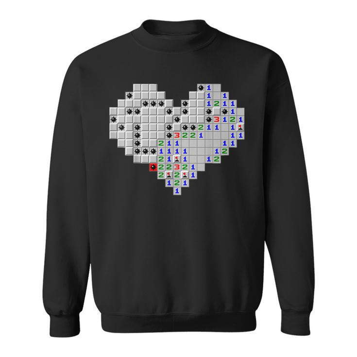 Minesweeper Heart Valentines Day  Men Women Sweatshirt Graphic Print Unisex