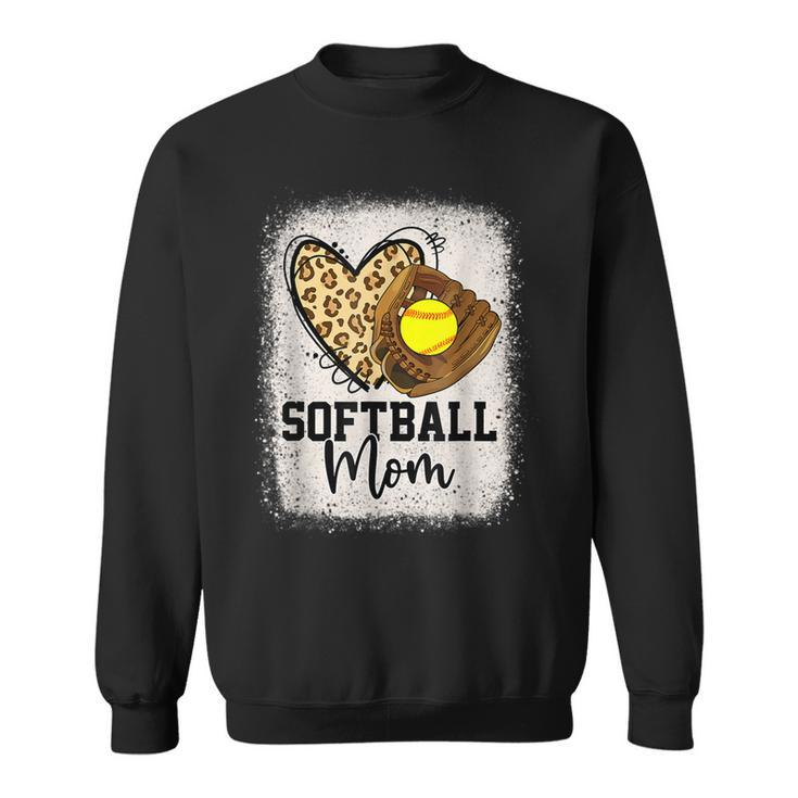 Mom Softball Leopard Softball Game Day Vibes Mothers Day  Sweatshirt