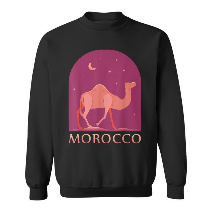 Morocco - Camel Walking In The Desert At Night Men Women Sweatshirt Graphic Print Unisex