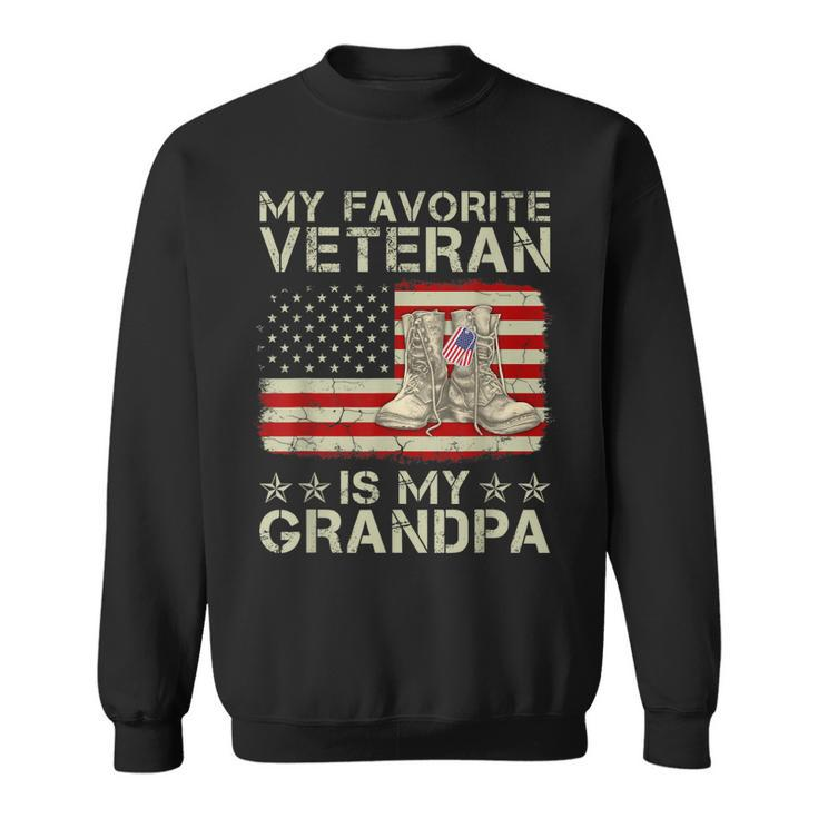 My Favorite Veteran Is My Grandpa Combat Boots American Flag Sweatshirt