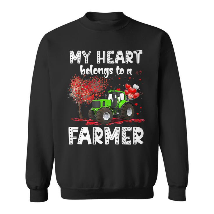 My Heart Belongs To A Farmer Valentine For Farmer Wife   Men Women Sweatshirt Graphic Print Unisex