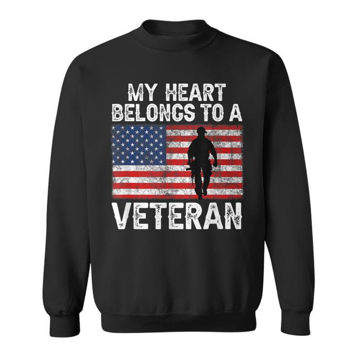 My Heart Belongs To A Veteran Army Veteran Fathers Day  Sweatshirt