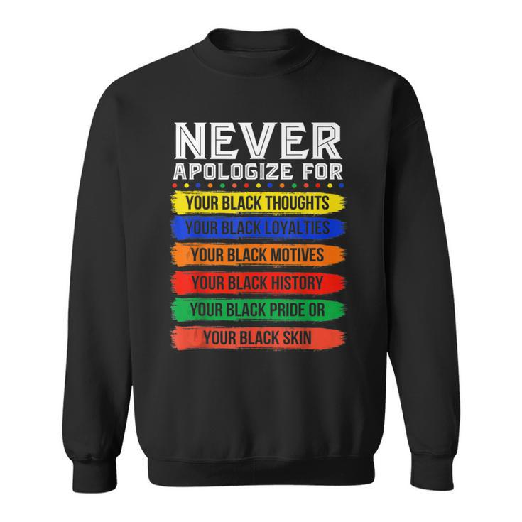 Never Apologize For Your Blackness Black History Month  V4 Sweatshirt