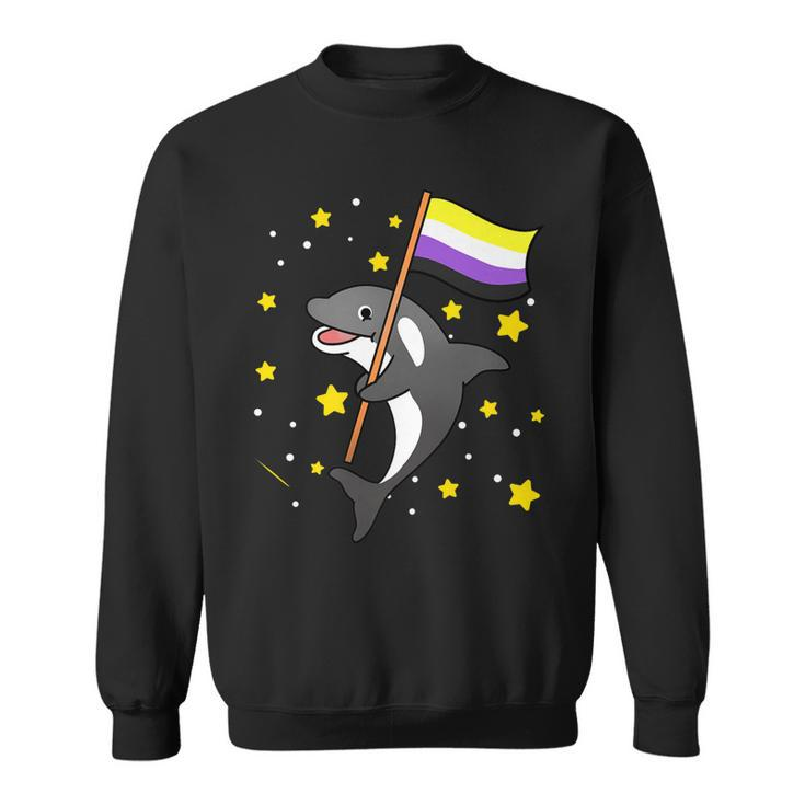 Nonbinary Pride Orca Nonbinary   Sweatshirt