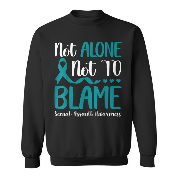 Not Alone Not To Blame Sexual Assault Awareness Teal Ribbon Sweatshirt