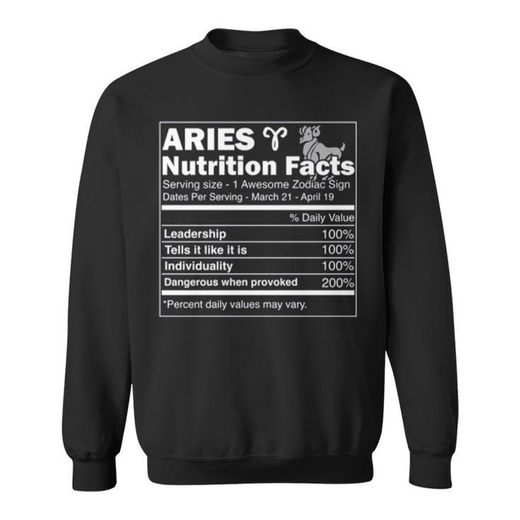 Nutrition Facts Horoscope Zodiac Aries Sweatshirt