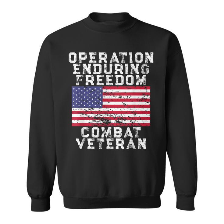 Operation Enduring Freedom Combat Veteran - Vintage Us Flag Men Women Sweatshirt Graphic Print Unisex