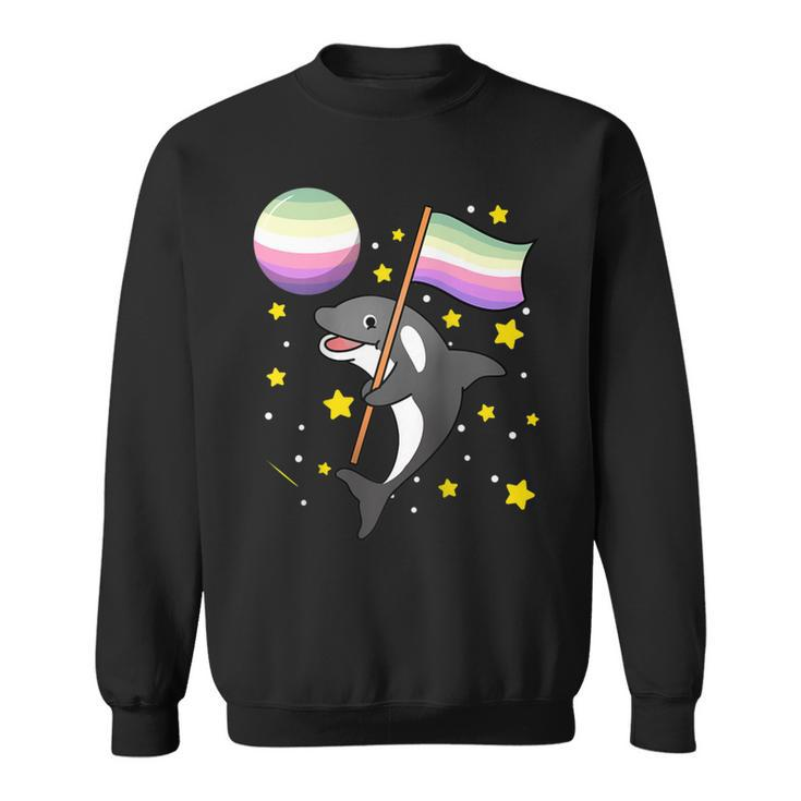 Orca In Space Genderfae Pride Sweatshirt