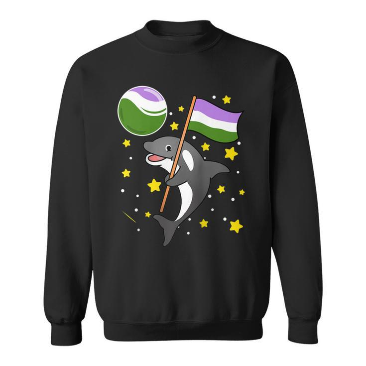 Orca In Space Genderqueer Pride  Sweatshirt