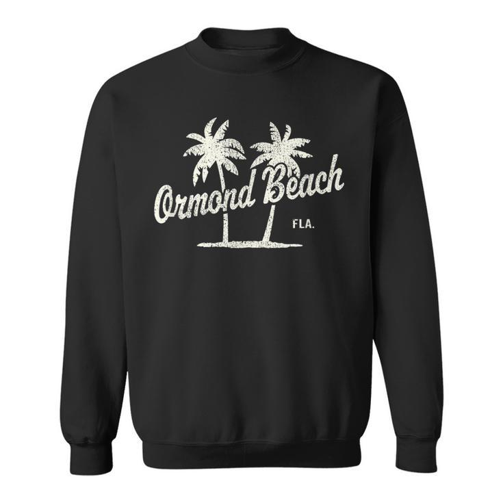 Ormond Beach Florida Vintage 70S Palm Trees Graphic  Men Women Sweatshirt Graphic Print Unisex