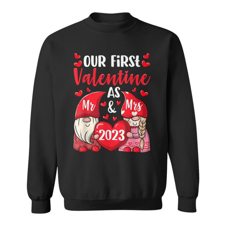 Our First Valentine As Mr And Mrs 2023 Hearts Valentines Day  Sweatshirt