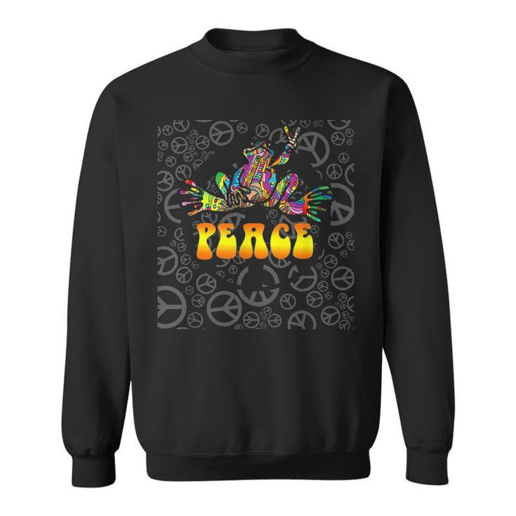 Peace Frog Hippie Vintage Peace Sign Gift V2 Sweatshirt