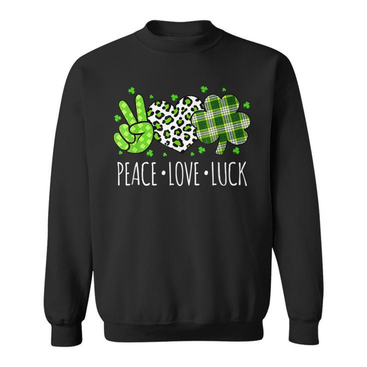 Peace Love Luck Lucky Heart Shamrock Leopard St Patricks Day  Sweatshirt