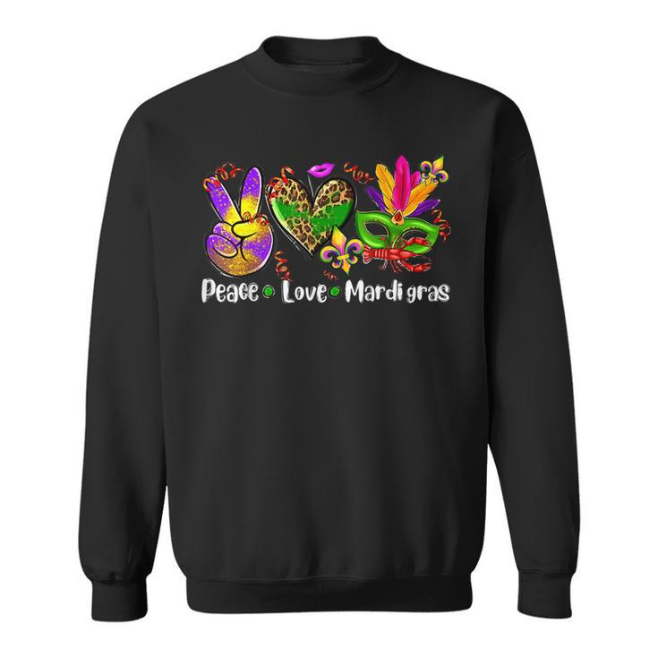 Peace Sign Heart Fleur De Lys Hippie Peace Love Mardi Gras  V2 Sweatshirt