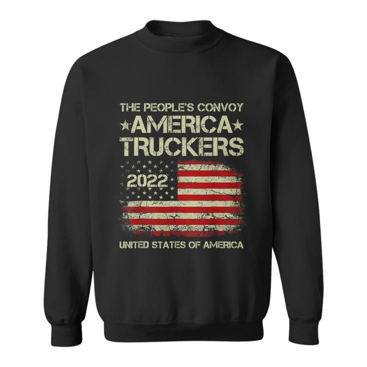 Peoples Convoy 2022 I Support Truckers American Flag Sweatshirt