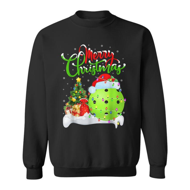 Pickleball Xmas Reindeer Santa Hat Pickleball Christmas 2022  Men Women Sweatshirt Graphic Print Unisex