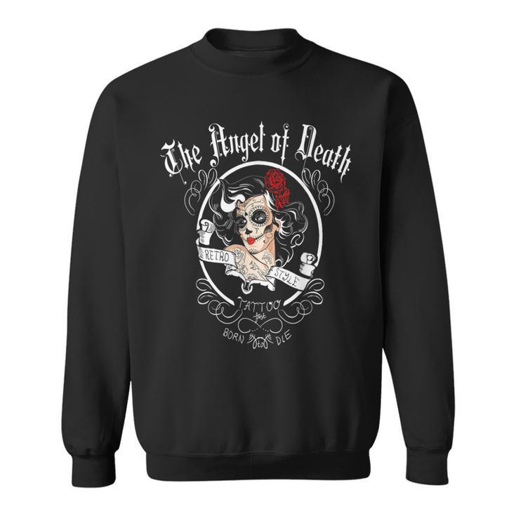 Pin Up Girl Schädel Motorrad Biker Babe Lady Engel Des Todes Sweatshirt