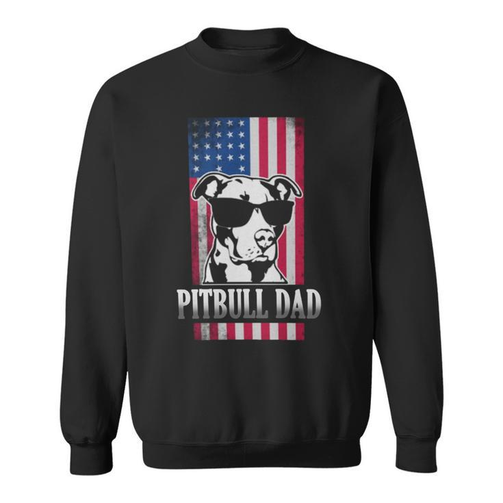 Pitbull Dad American Flag Sweatshirt