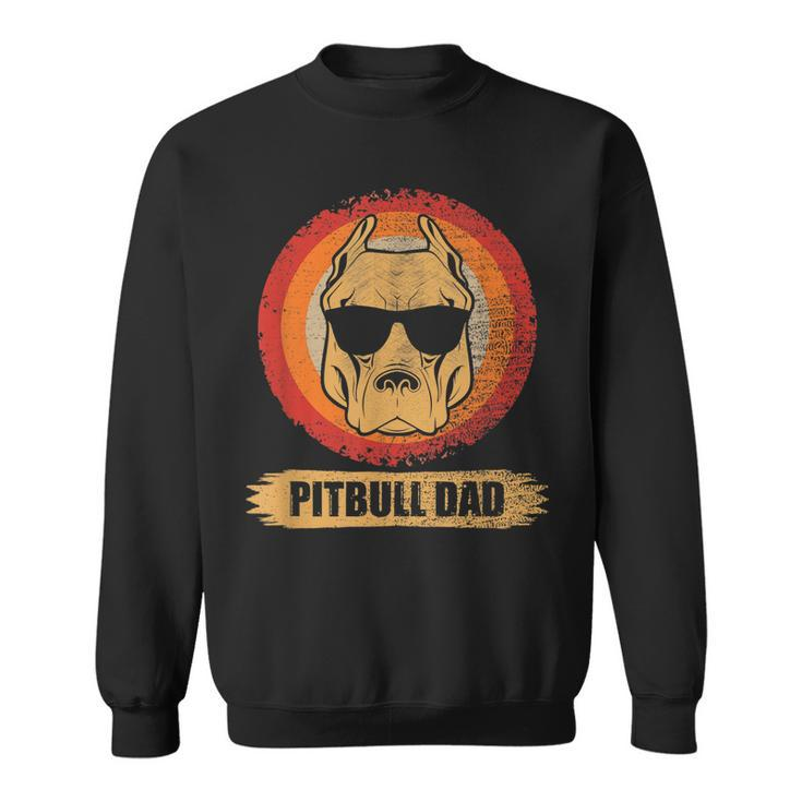 Pitbull Dad Dog With Sunglasses Pit Bull Father & Dog Lovers  Sweatshirt