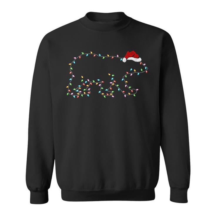 Polar Bear Xmas Lighting Santa Hat Polar Bear Christmas  Men Women Sweatshirt Graphic Print Unisex