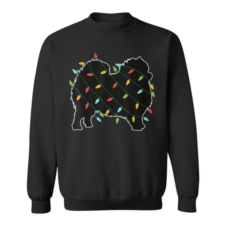 Pomeranian Lichterkette Weihnachtsmotiv Hund Weihnachten Sweatshirt