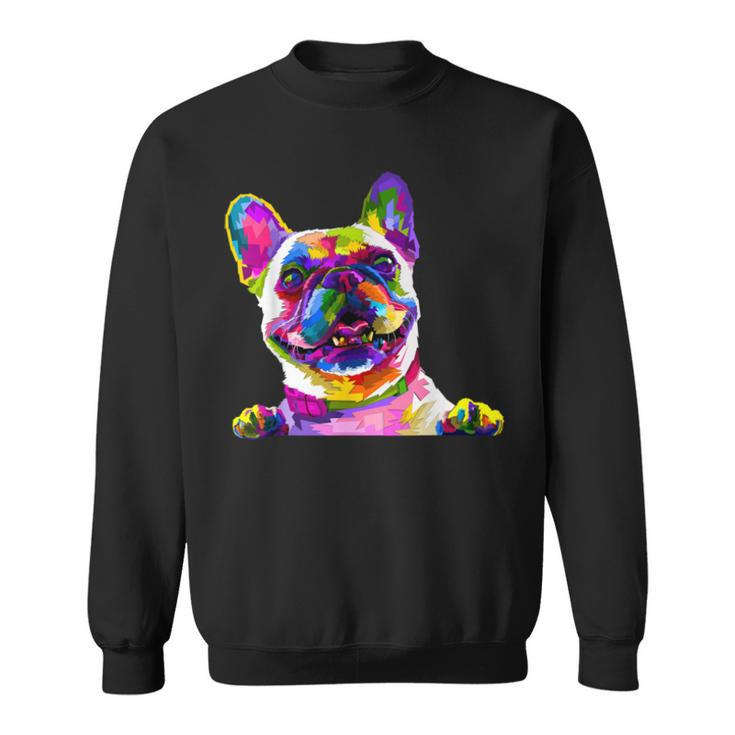 Pop Art Bulldog Gifts Mom Dog Dad Frenchie Sweatshirt