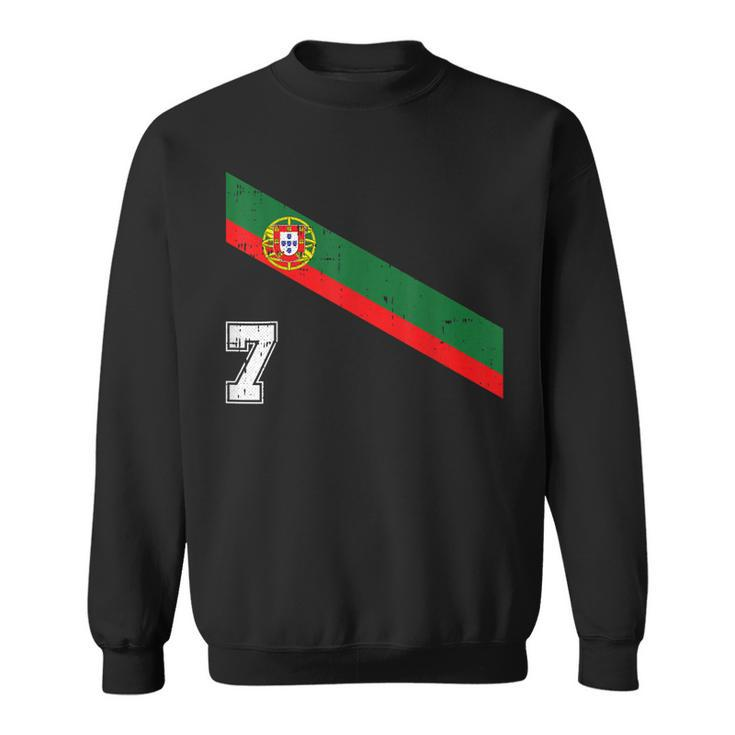 Portugal Soccer Number 7 Portugese Football Sports Lover Fan Men Women Sweatshirt Graphic Print Unisex