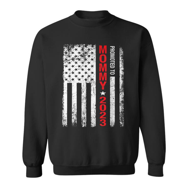 Promoted To Mommy Est 2023 Mothers Day New Mama Us Flag  Sweatshirt