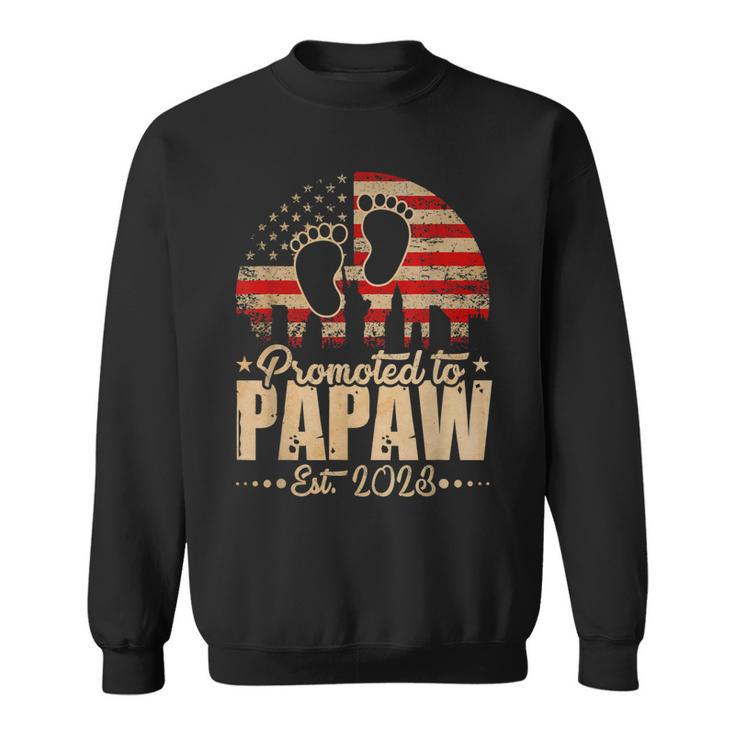 Promoted To Papaw Est 2023 Us Flag Fathers Day Pregnancy  Sweatshirt
