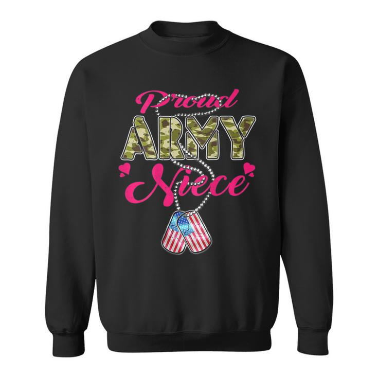 Proud Army Niece Us Flag Camo Dog Tags Pride Military Family  Sweatshirt