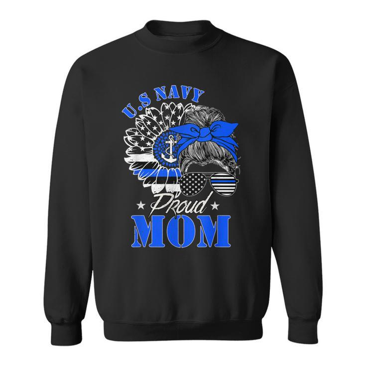 Proud Coast Guard Mom  Us Navy Mother Messy Bun Hair T Sweatshirt
