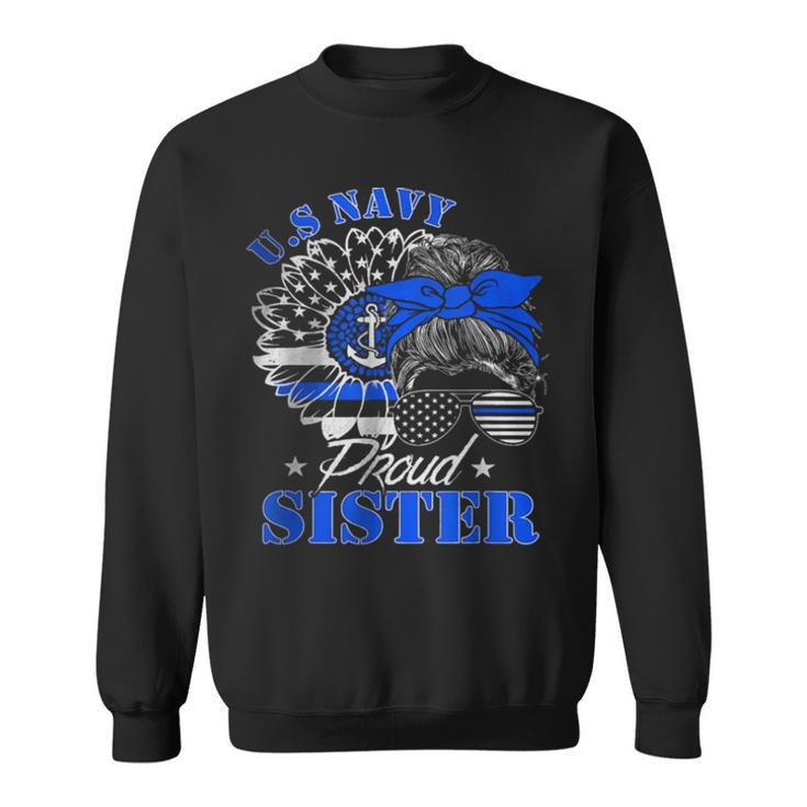 Proud Coast Guard Sister  Us Navy Mother Messy Bun Hair T Sweatshirt