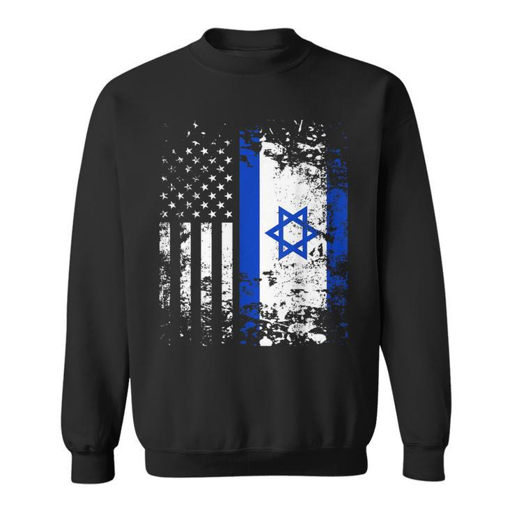 Proud Israeli Usa Flag Patriotic Pride American Israel Flag Men Women Sweatshirt Graphic Print Unisex