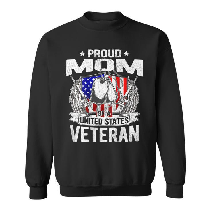 Proud Mom Of A Us Veteran - Dog Tags Military Mother Gift  Men Women Sweatshirt Graphic Print Unisex