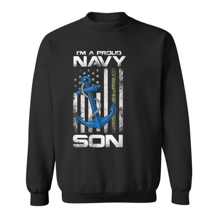 Proud Navy Son  American Flag Vintage  Sweatshirt