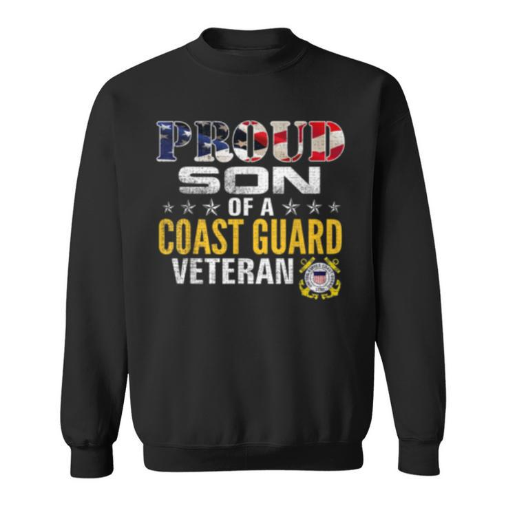 Proud Son Of A Coast Guard Veteran American Flag Military  Sweatshirt