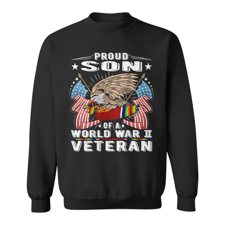 Proud Son Of A World War 2 Veteran Military Vets Child Gift Men Women Sweatshirt Graphic Print Unisex