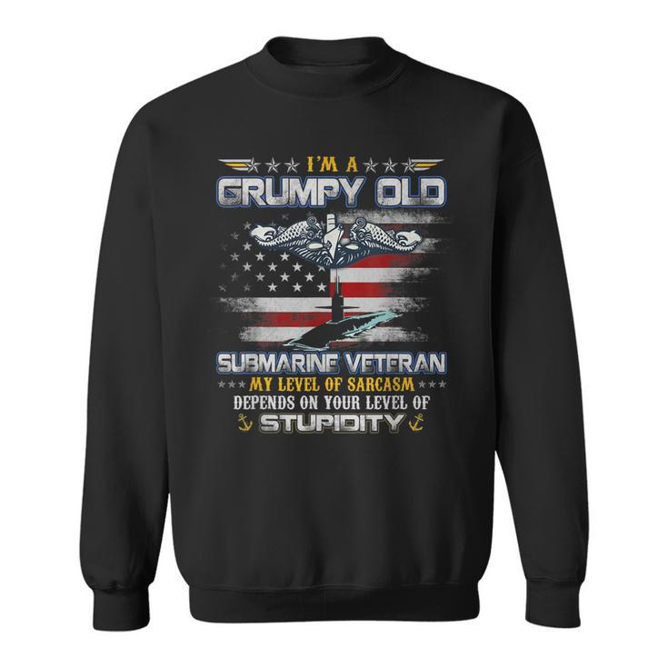 Proud US Submarine Grumpy Old Veteran Submariner Usa Flag  Sweatshirt