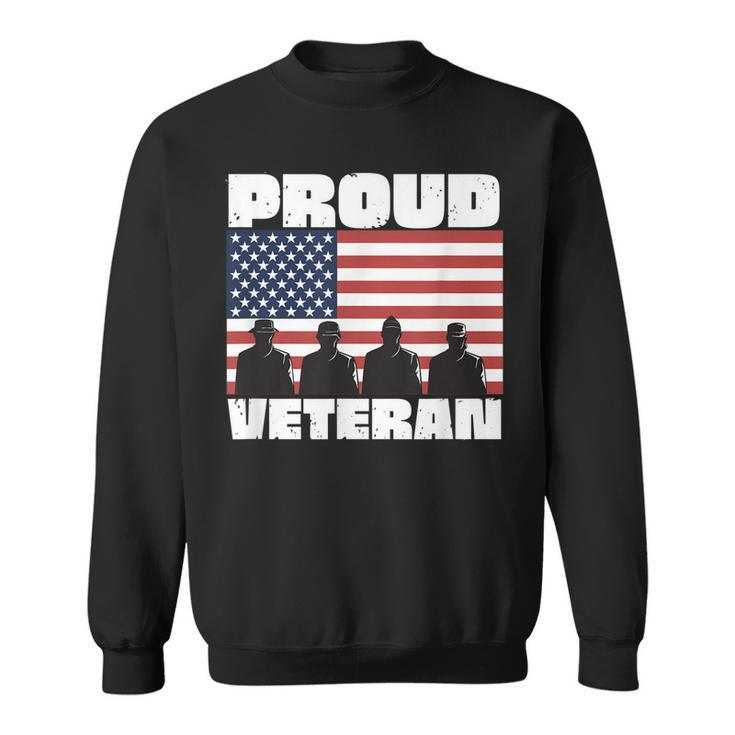 Proud Veteran Usa American Flag America Service Honor  Sweatshirt