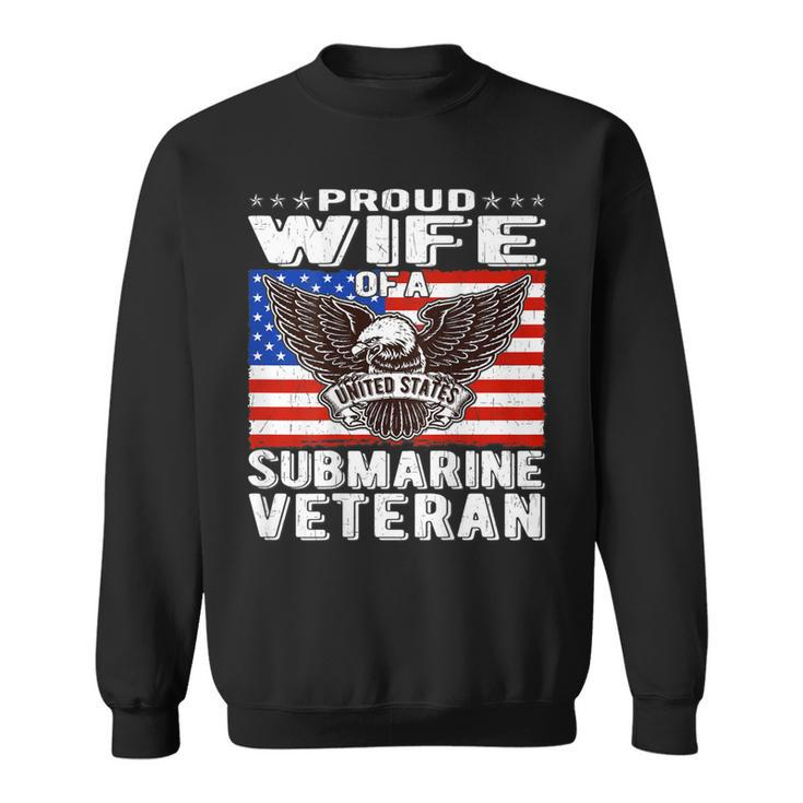 Proud Wife Of Us Submarine Veteran Patriotic Military Spouse  V2 Men Women Sweatshirt Graphic Print Unisex