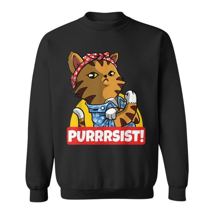 Purrrsist Cat Kitten Lover Funny Strong Girl Pet Owner  Sweatshirt