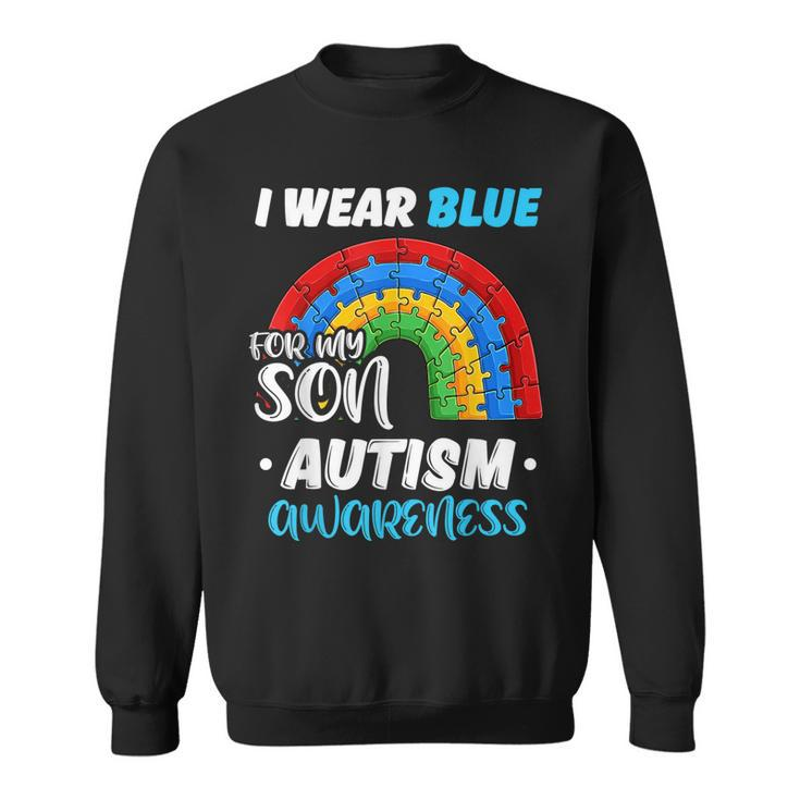 Rainbow Puzzle Autism I Wear Blue For Son Autism Awareness  Sweatshirt