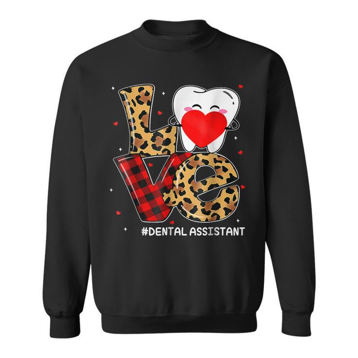 Red Plaid Leopard Cute Tooth Love Dental Valentine Christmas Sweatshirt
