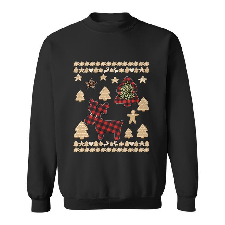 Red Plaid Reindeer Gingerbread Cookies Funny Ugly Christmas Meaningful Gift Sweatshirt