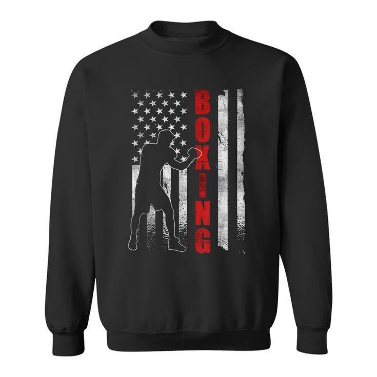 Retro American Boxing Apparel Us Flag Boxer Sweatshirt